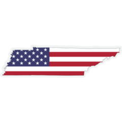 Tennessee Map On American Flag Sticker