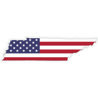 Tennessee Map On American Flag Sticker