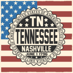 Tennessee Stamp With USA Flag Sticker