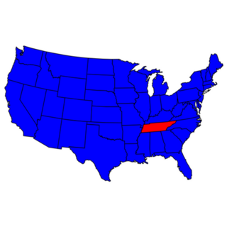 Tennessee State Outlined In Red And USA In Blue Sticker