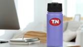 Tennessee Tn State Flag Oval Sticker on a Water Bottle (New) example