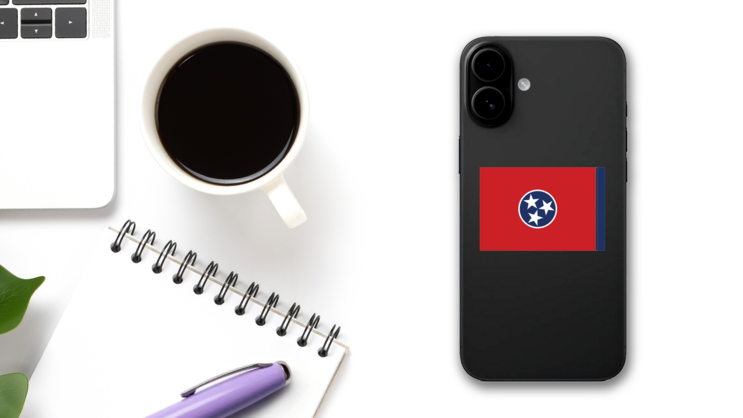 Tennessee Tn State Flag Sticker on a Phone (New) example