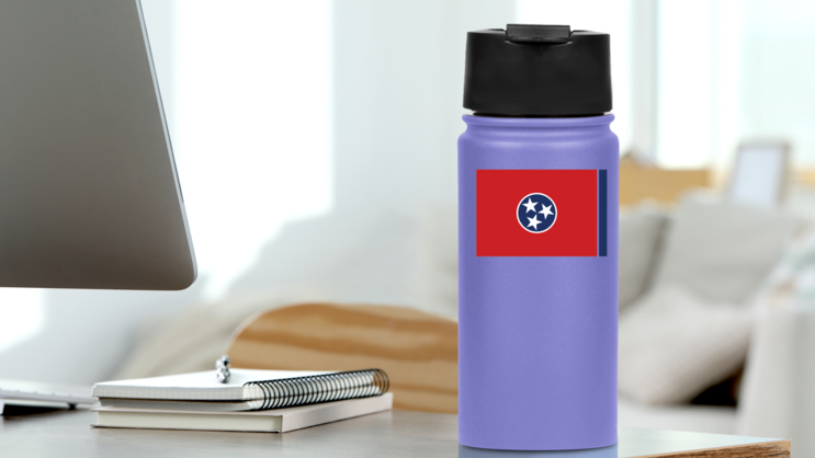 Tennessee Tn State Flag Sticker on a Water Bottle (New) example