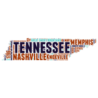 Tennessee Usa State Map With Cities Sticker