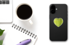 Tennis Ball Heart Sticker on a Phone (New) example