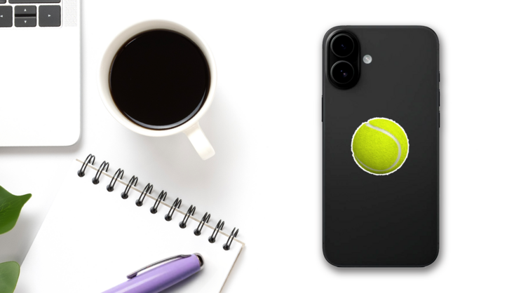 Tennis Ball Sticker on a Phone (New) example