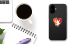 Tennis Heart Shape Design Sticker on a Phone (New) example