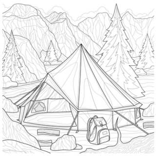 Tent In The Mountains Travel Sketch Sticker
