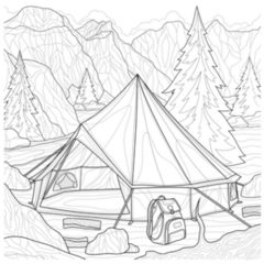 Tent In The Mountains Travel Sketch Sticker