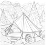 Tent In The Mountains Travel Sketch Sticker
