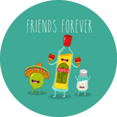 Tequila Bottle, Lime And Salt Friends Forever Funny Mexico Sticker