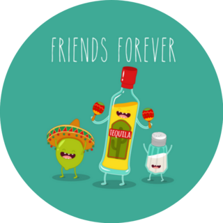 Tequila Bottle, Lime And Salt Friends Forever Funny Mexico Sticker