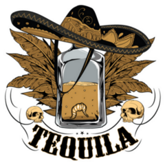 Tequila Lettering, Mexico Skulls And Hat Sticker