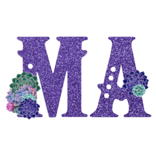 Territory Abbreviation Of Massachusetts Purple Glitter Sticker