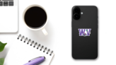 Territory Abbreviation Of West Virginia Purple Glitter Sticker on a Phone (New) example