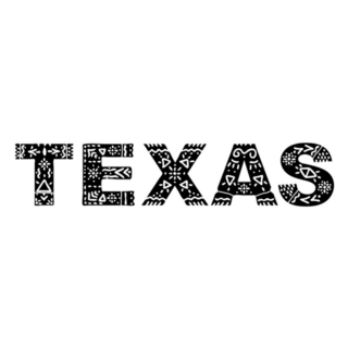 Texas. Black Isolated Inscription Ethnic Ornament Sticker