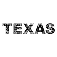 Texas. Black Isolated Inscription Ethnic Ornament Sticker