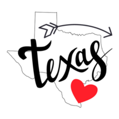 Texas Brush Lettering With Arrow And Heart Sticker