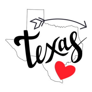 Texas Brush Lettering With Arrow And Heart Sticker