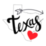 Texas Brush Lettering With Arrow And Heart Sticker