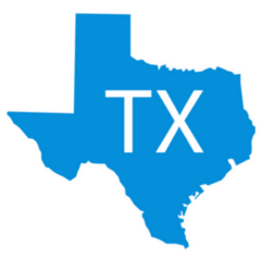 Texas Map Icon Abbreviation In Blue Sticker