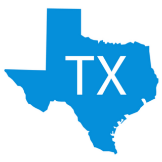 Texas Map Icon Abbreviation In Blue Sticker