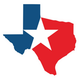 Texas Map Red And Blue With White Star Sticker