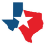 Texas Map Red And Blue With White Star Sticker