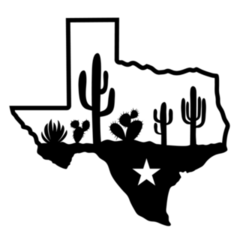 Texas Map Silhouette And Cactuses Desert Sticker