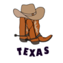 Texas Set Of Cowboy Boots Hat, Rope Lasso Sticker