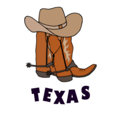 Texas Set Of Cowboy Boots Hat, Rope Lasso Sticker