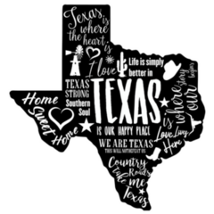 Texas State Silhouette Lettering Sticker