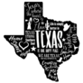 Texas State Silhouette Lettering Sticker