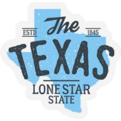 Texas - The Lone Star State Blue Lettering Illustration Sticker