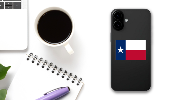 Texas Tx State Flag Sticker on a Phone (New) example