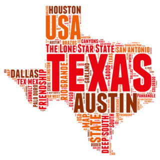 Texas Usa State Word Map Sticker