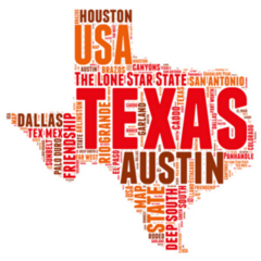 Texas Usa State Word Map Sticker