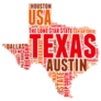 Texas Usa State Word Map Sticker