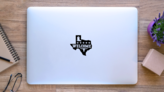 Texas Welcome With Bull Skull And Cowboy Boots Sticker on a Laptop (New) example