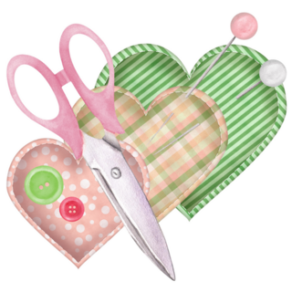 Textile Hearts Sewing Sticker