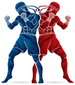Thai Boxing Standing Action Design Red And Blue Sticker