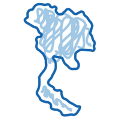 Thailand Blue Map Sketch Icon Sticker