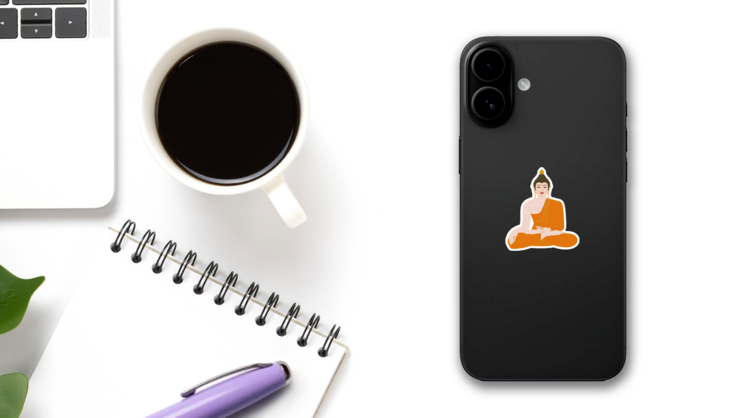 Thailand Buddhist Country Illustration Sticker on a Phone (New) example