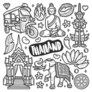 Thailand Icons Hand Drawn Doodle Sticker