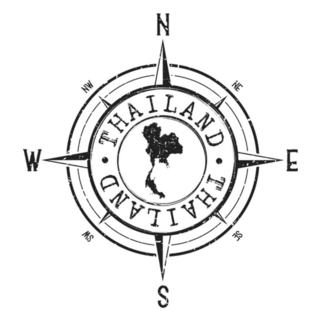 Thailand Map Compass Adventure Illustration Sticker