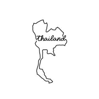 Thailand Outline Map Handwritten Country Name Sticker