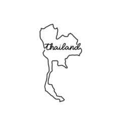 Thailand Outline Map Handwritten Country Name Sticker