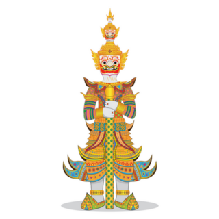 Thailand Temple Guard Sculpture Sticker