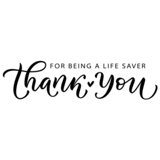 Thank You For Being A Lifesaver Lettering Sticker