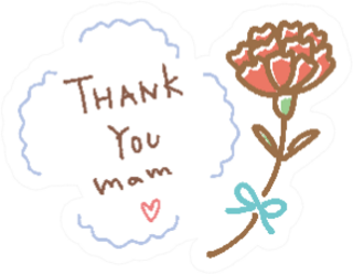 Thank You Mom Carnation Illustration Sticker